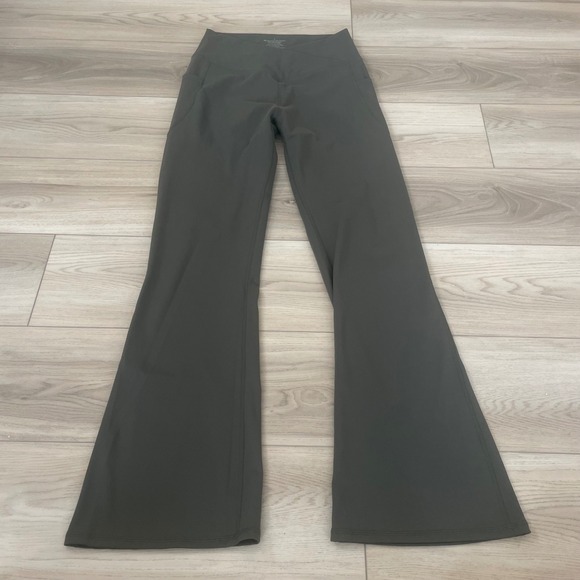 Bootcut Yoga Pants for Women High Waist Workout Olive Flare Leggings Size L - Picture 1 of 4